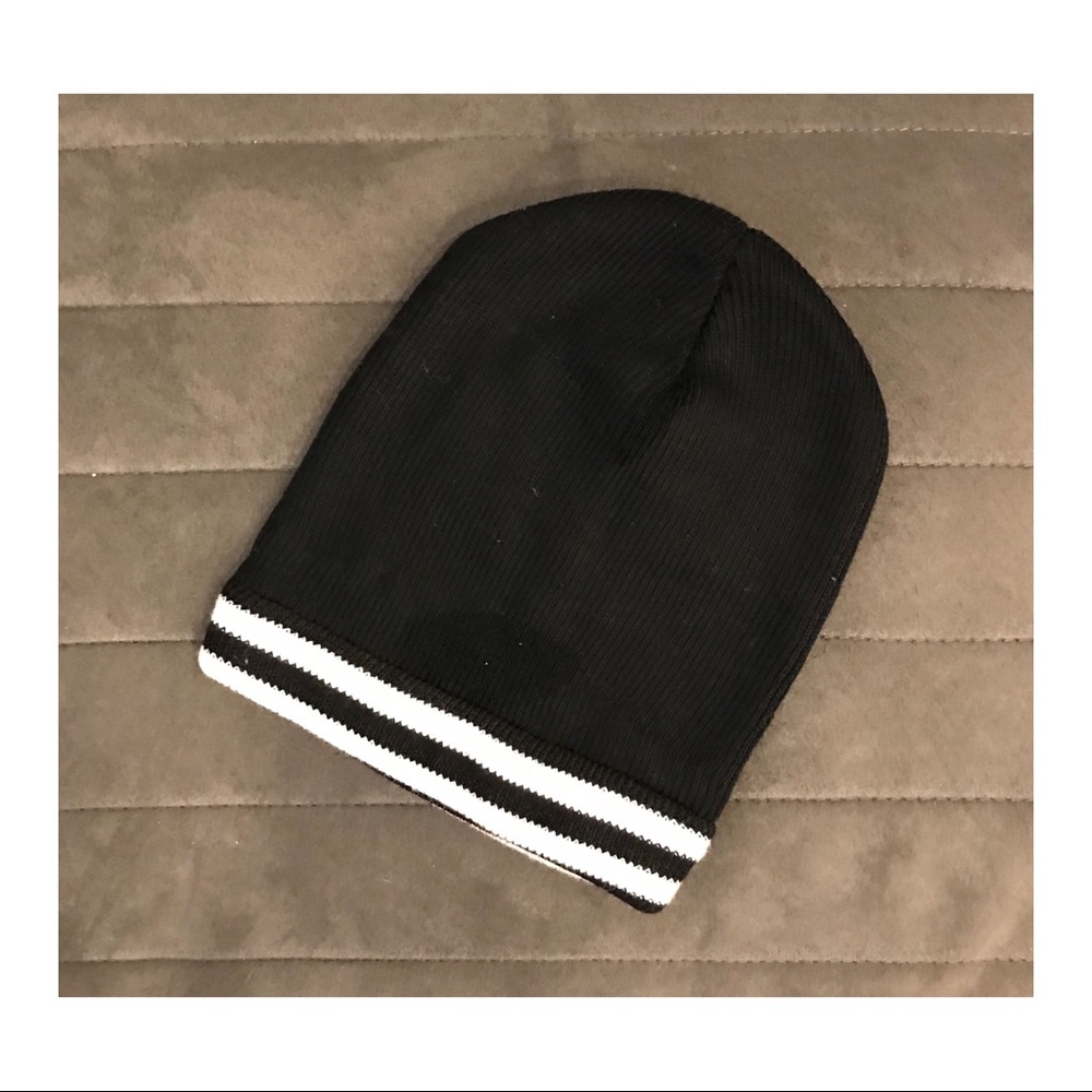 Black/ black and white beanie